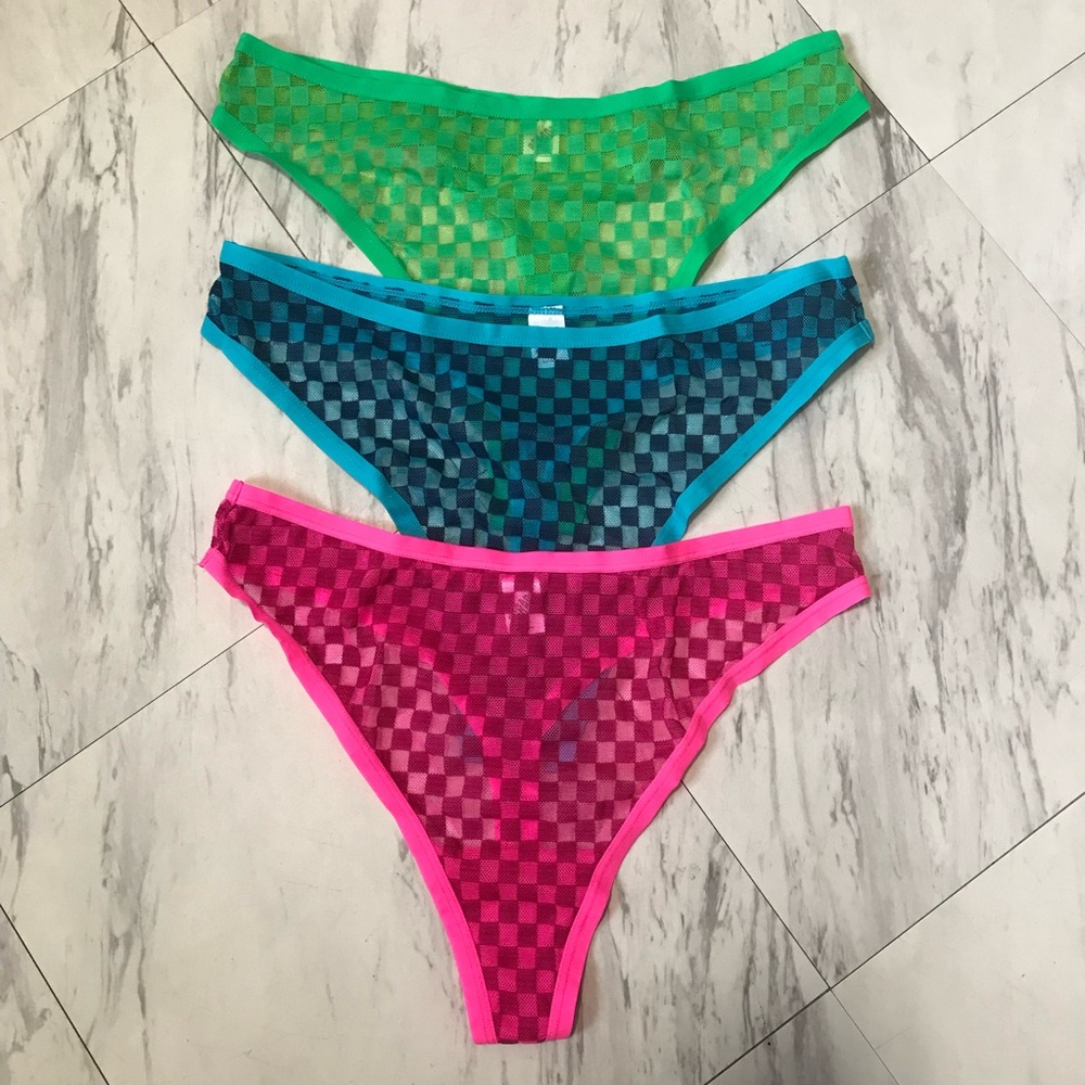 Parade Checkered Mesh High Waist Thong Bundle Size M